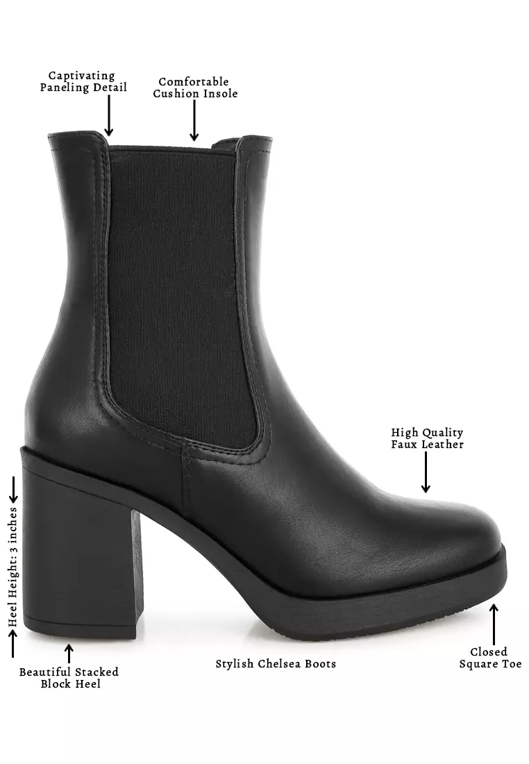 Faux Leather Chelsea Boots In Black