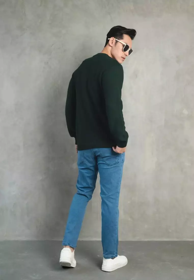 Kale Aiden Bottle Green / Sweater Rajut Lengan Panjang