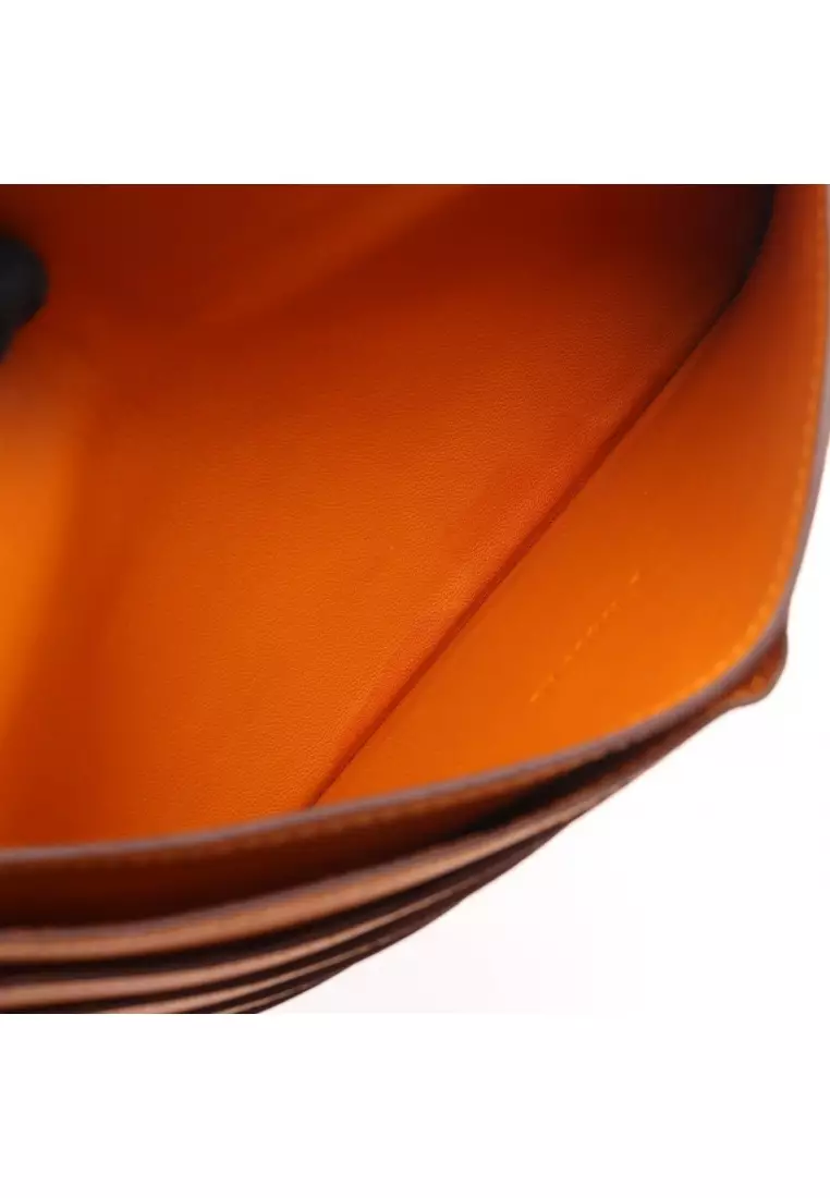 Pre-Loved Hermès dogon long Bi-fold Long Wallet Evercolor orange silver hardware D stamp