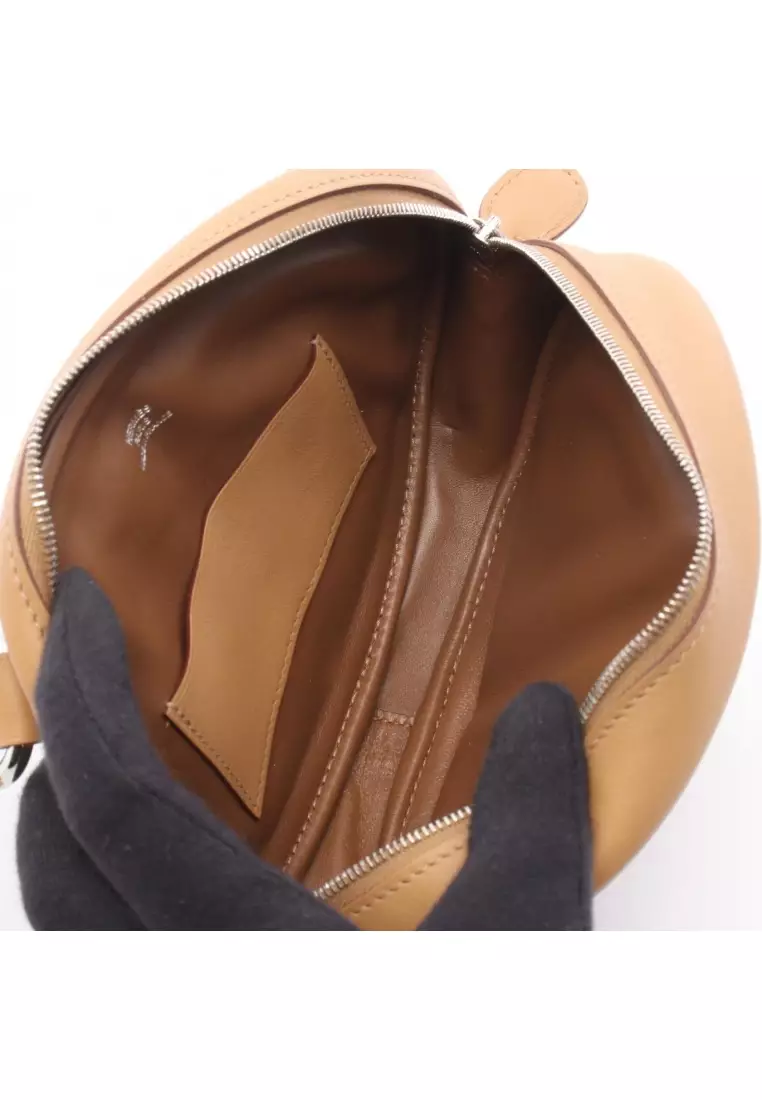 Pre-Loved Hermès in the loop belt bag Verso Sesame body bag Veau Swift light brown silver hardware Z stamp