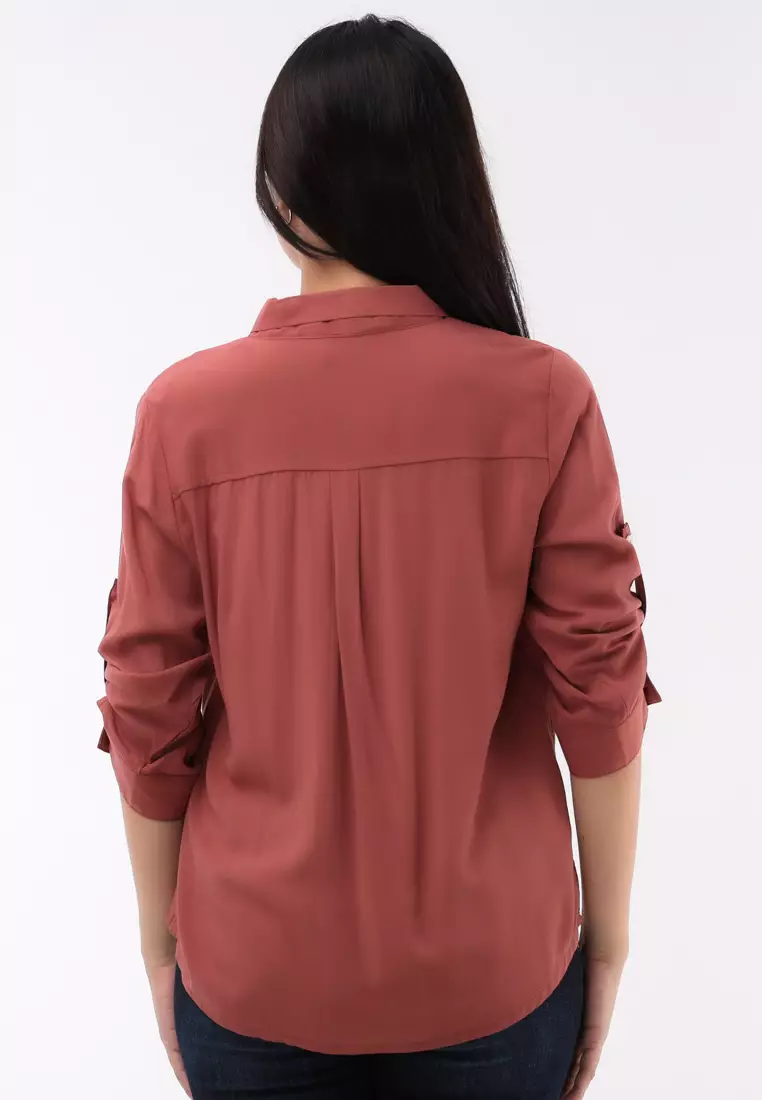 Woven Plain Soft Linen 3/4 Blouse