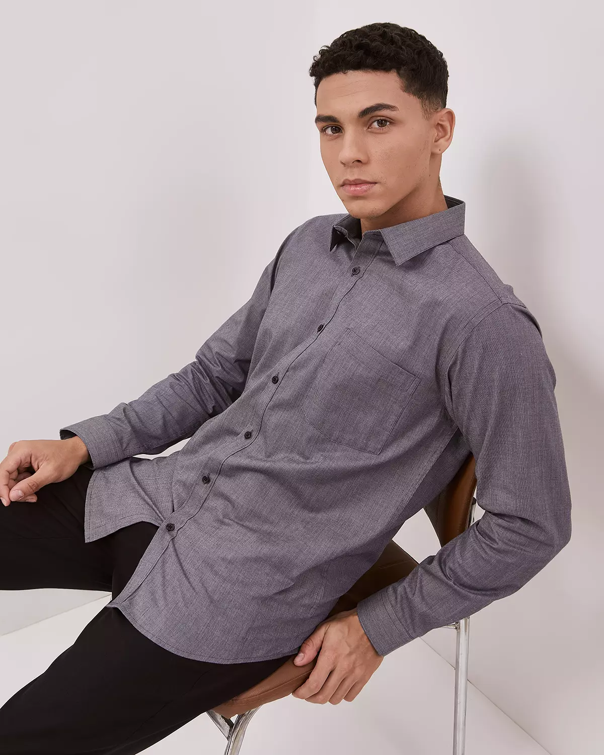 BLACK LONG SLEEVE SHIRT FOR MEN