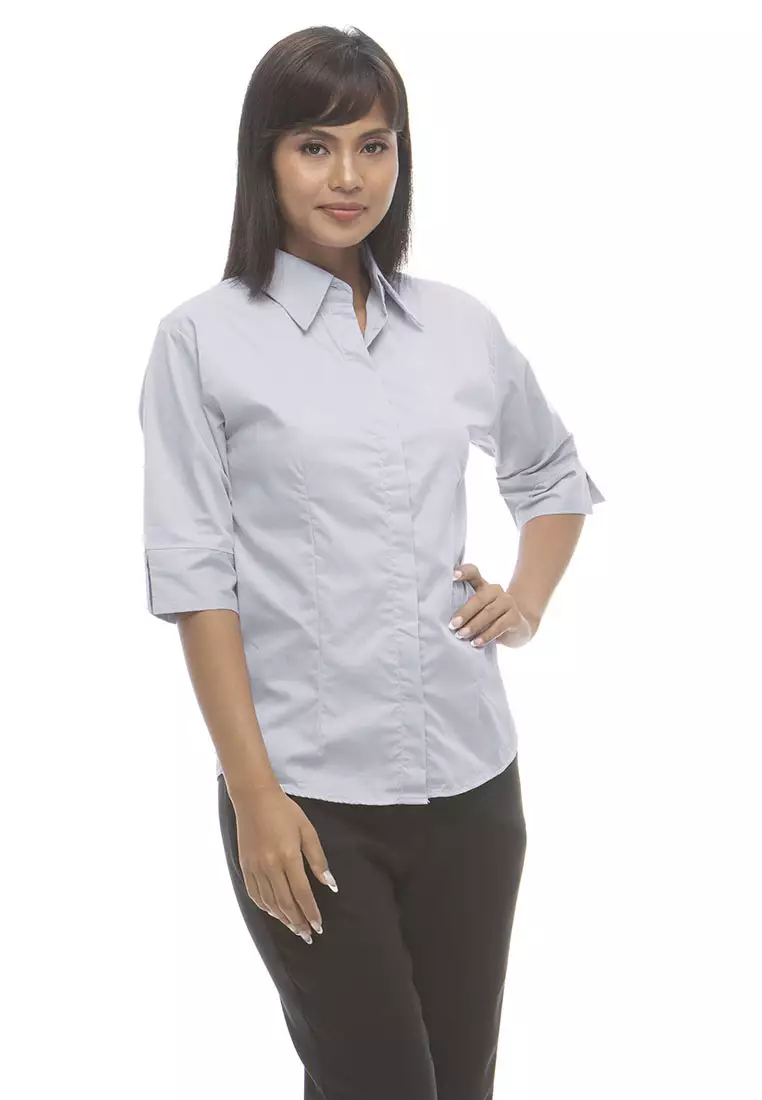 Divina Pinstripe 3/4 Sleeve Office Blouse