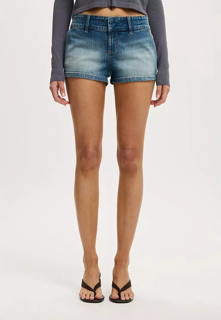 微纖維低腰修身短褲