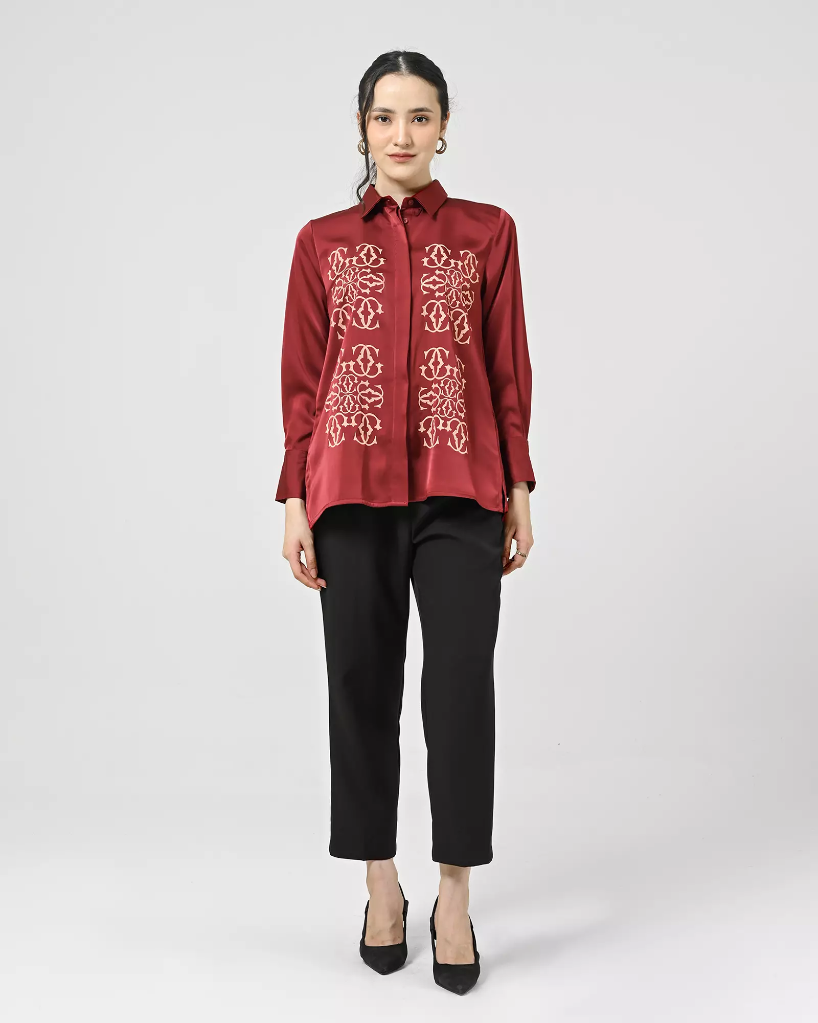 Geulis.id LITARIA SHIRT - Burgundy