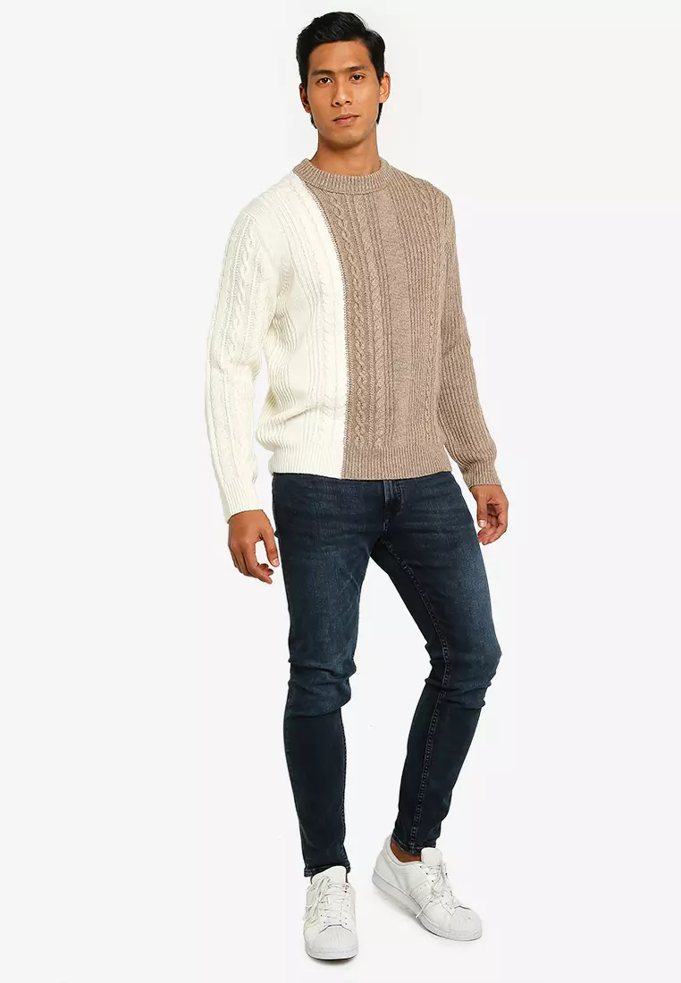 Cable Rib Colourblock Jumper