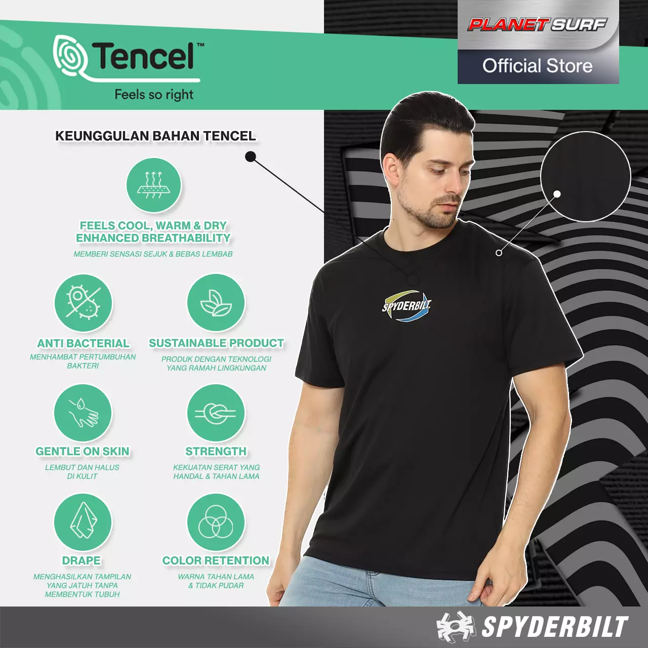 Spyderbilt Kaos Lengan Pendek Pria Spydof Tencel Men Tee Planet Surf