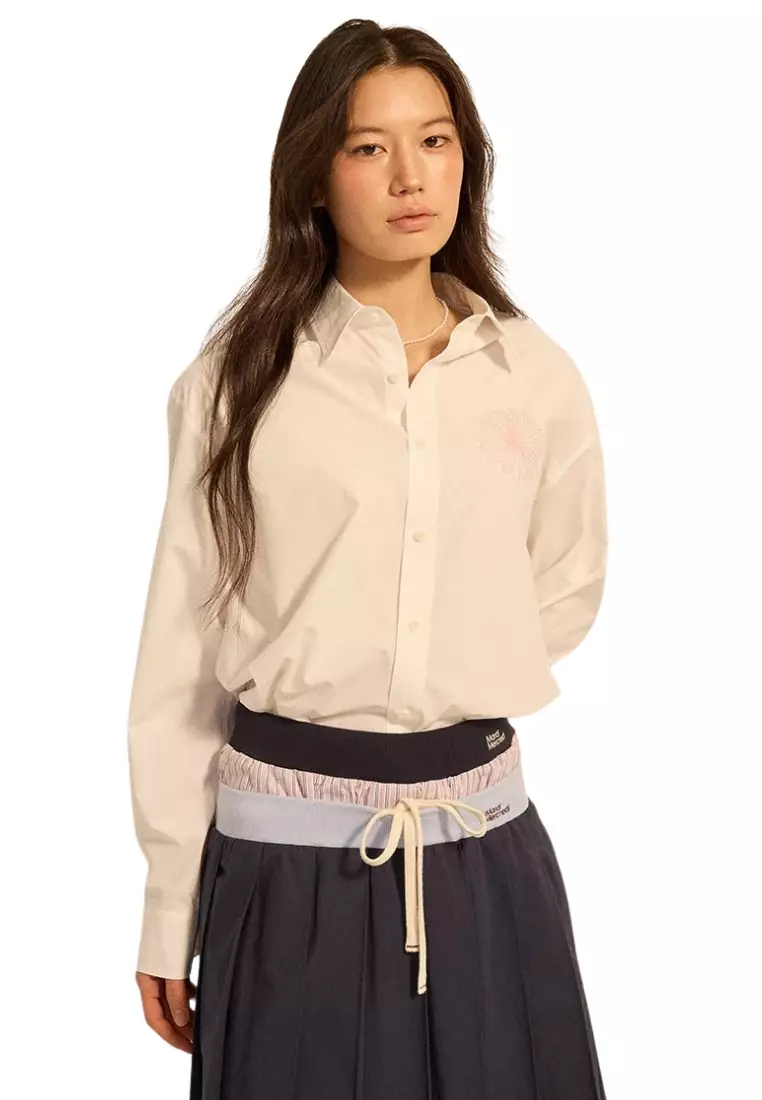 Cotton Poplin Shirt - White Pink