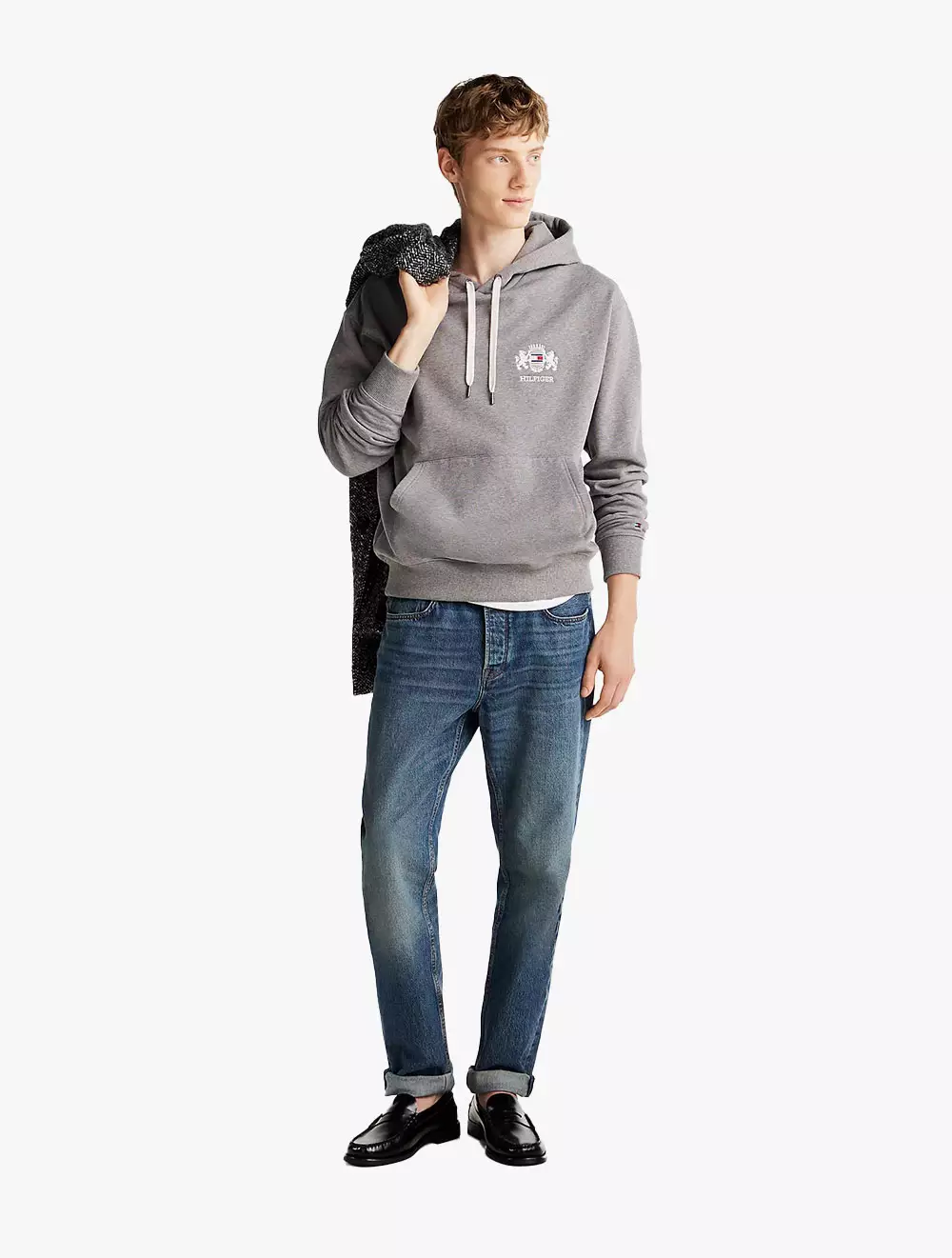 Tommy Hilfiger - Embroidered Hilfiger Crest Hoodie - Grey