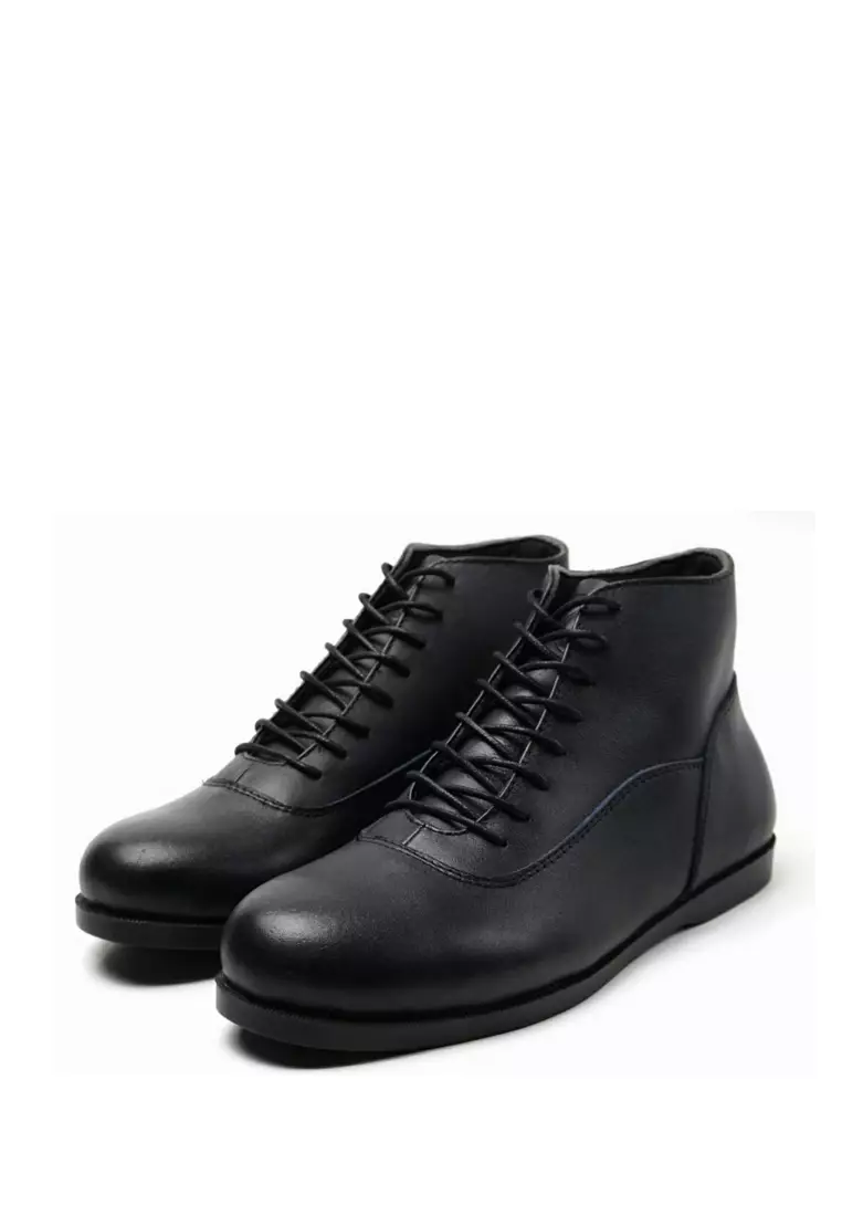 Country Boots String Black Sepatu Boots Formal Pria