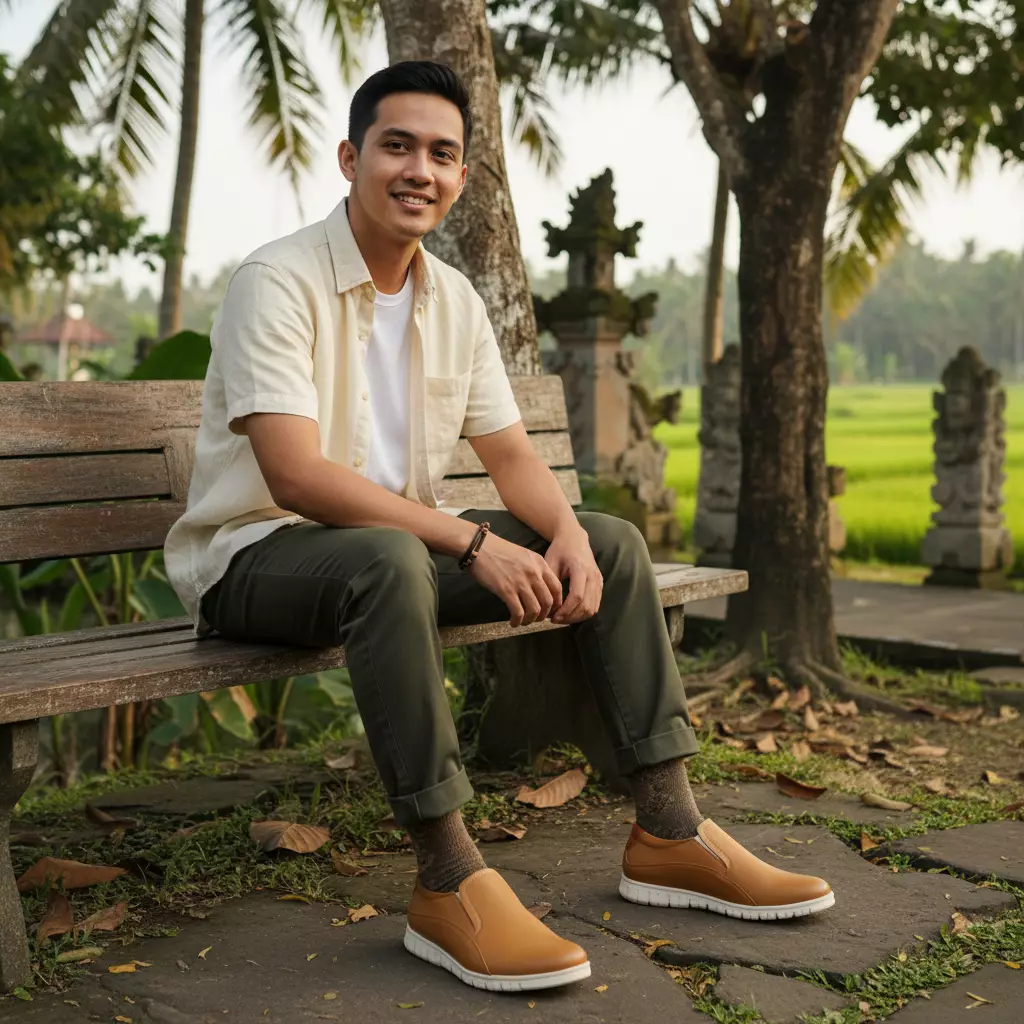 PAULMAY - Sepatu Casual Slip on Pria Modena 46 Mocca