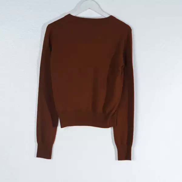 Sweater MARDI MERCREDI ARGYLE FLOWER WHITE NAVY BROWN V NECK KNIT SWEATSHIRT 100% ORIGINAL