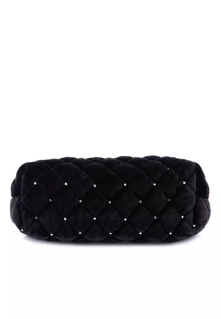 Pre-Loved Chanel Cc Quilted Velvet Crystal Wristlet Clutch