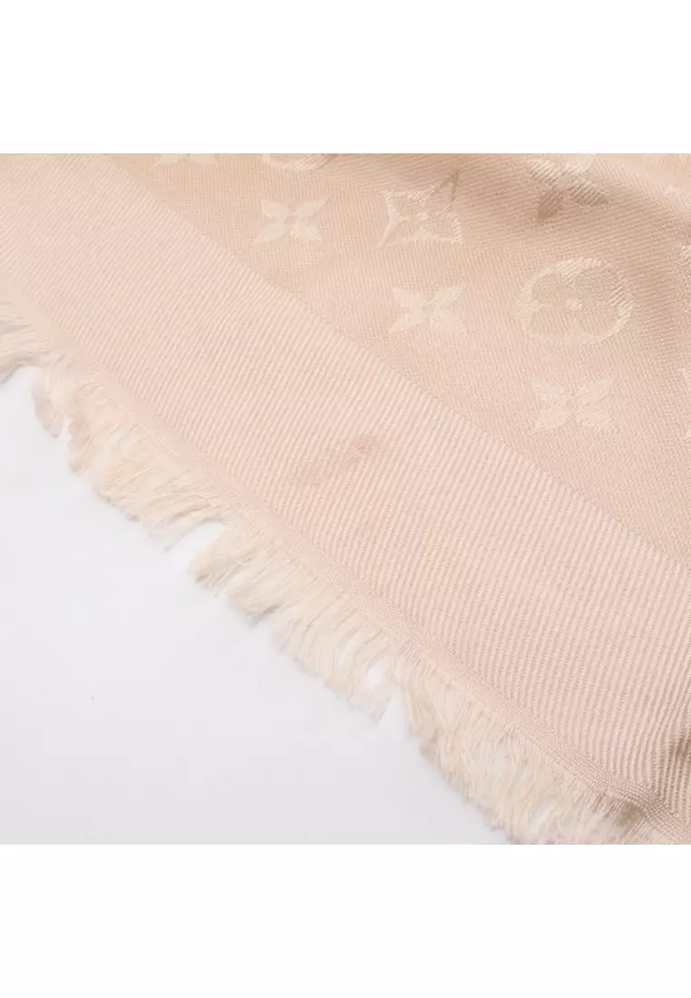Pre-Loved Louis Vuitton monogram ecru shawl silk wool beige