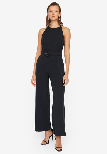Trendyol black Petite Sleeveless Belted Jumpsuit 50A17AAC84A99EGS_1