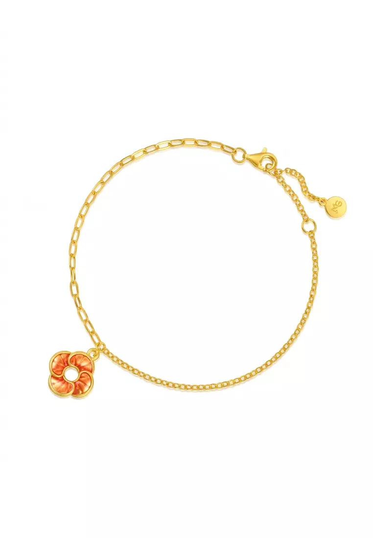 999 24K Solid Gold Auspicious Windmill Dual Sided Wear Dainty Bracelet for Women 95573B
