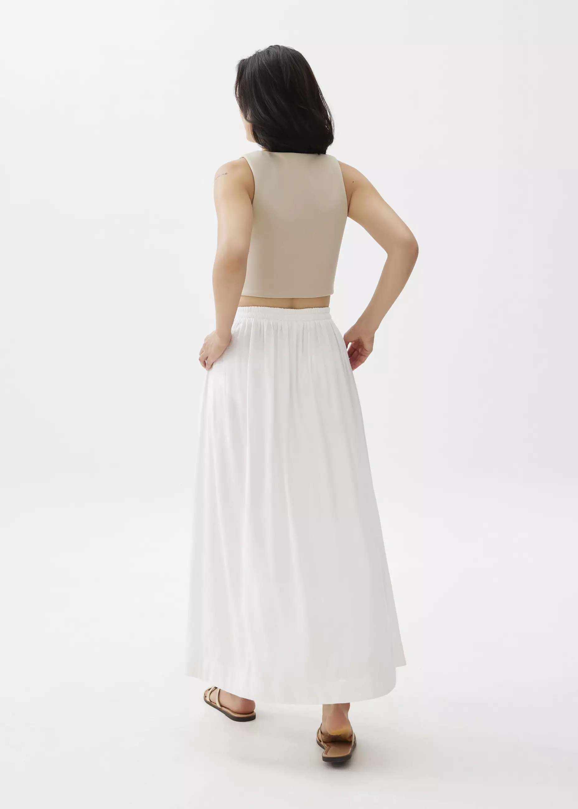 Rok Wanita - Rei Elastic Linen A-line Maxi Skirt