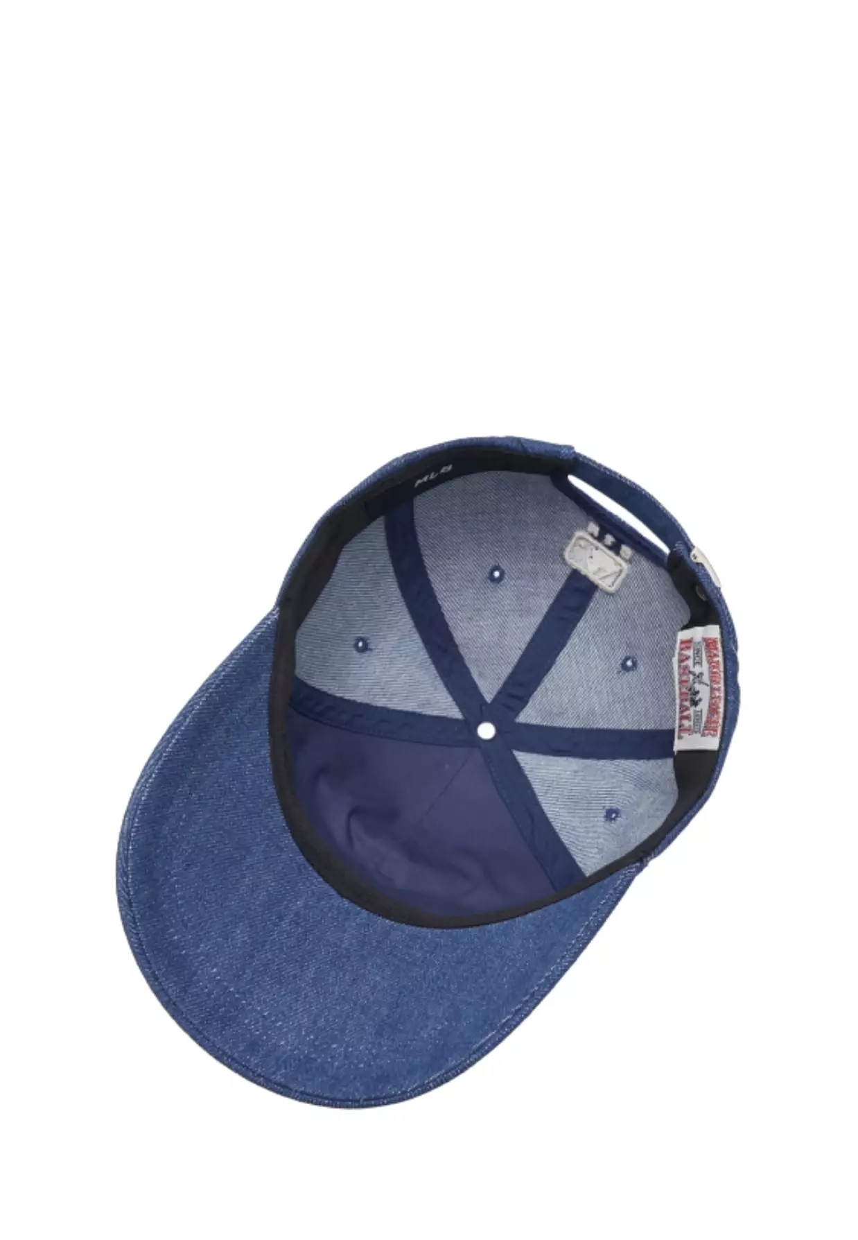 ★MLB Korea★ Cursive Lettering Denim Unstructured Ball Cap MLB Unisex Cursive Lettering Denim Coloration Unstructured