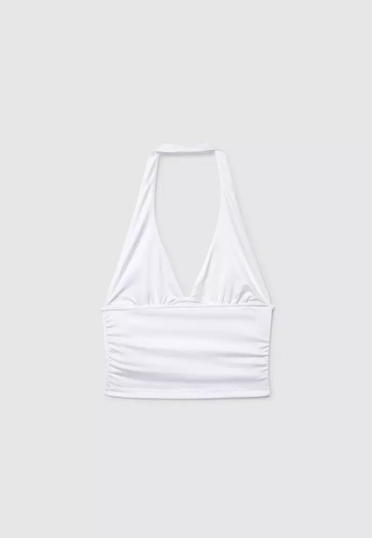 Women's Halter Deep V-Neck Crop Top