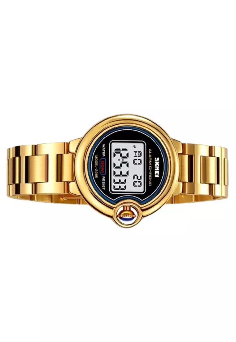 Jam Tangan Wanita Digital Water 2285 Resist 30M ORIGINAL - Gold
