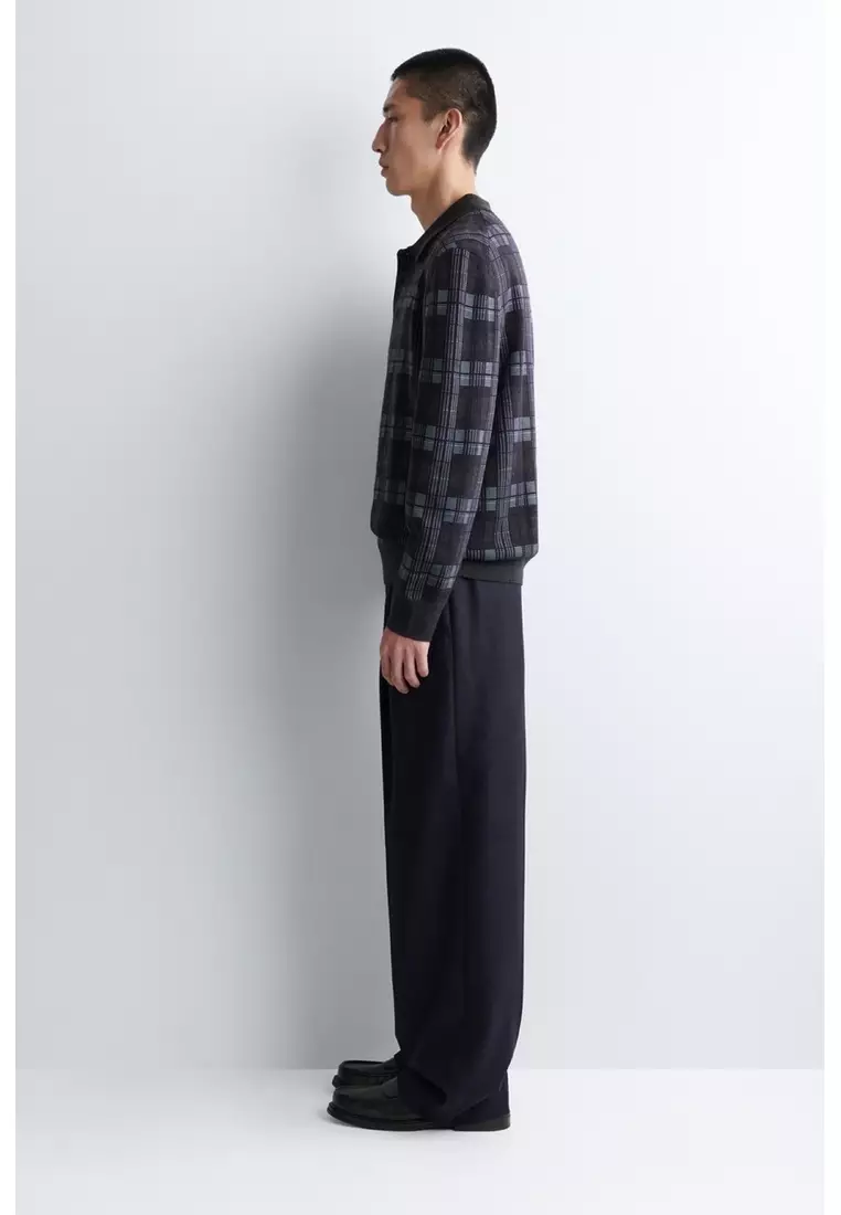 MERINO WOOL-JACQUARD POLO JUMPER