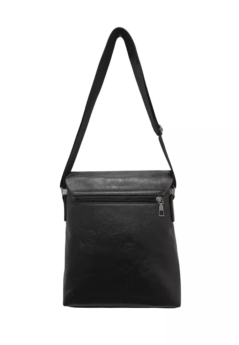 Roger Tas Selempang Bisnis Pria Messenger Bag Material Kulit Leather ORIGINAL - Black