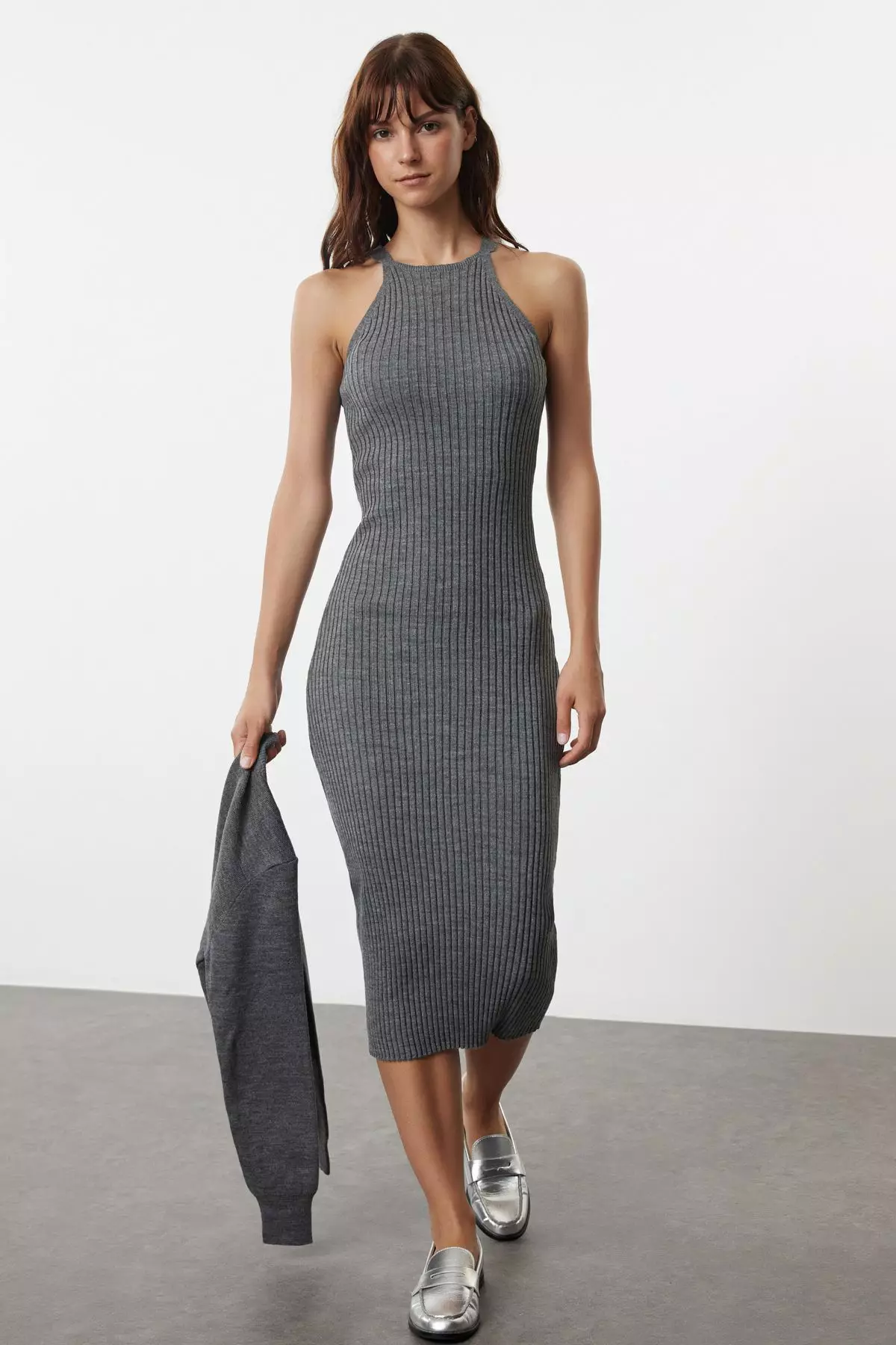 Sleeveless Knit Dress with Cardigan