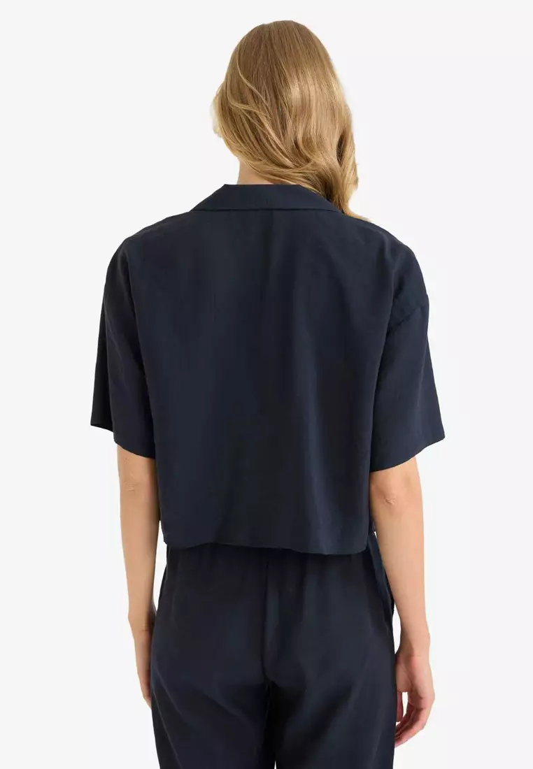 Loose Fit Jacket Lapel Modal Short Sleeve Shirt