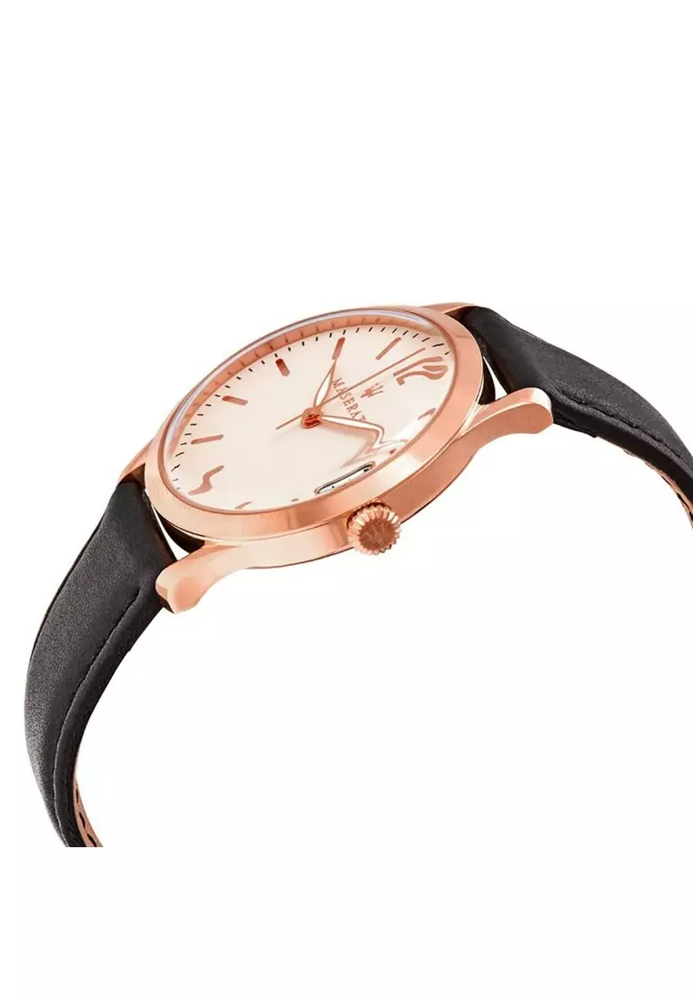 【2 Years Warranty】Maserati Tradizione 40mm Black Leather Strap Men's Quartz Watch R8851125002