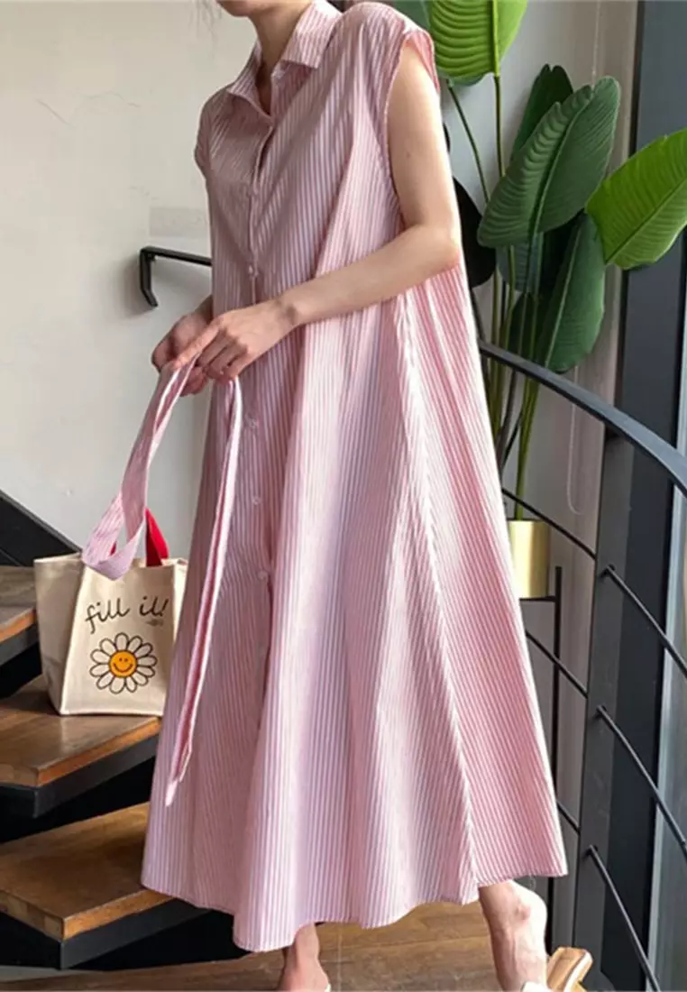 Korean sales striped dress