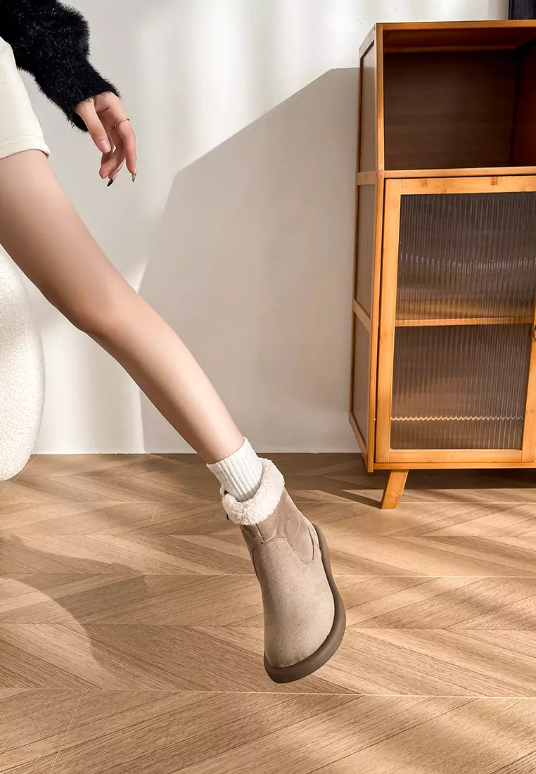 Zipper Suede Mid Snow Boots WW3557-3