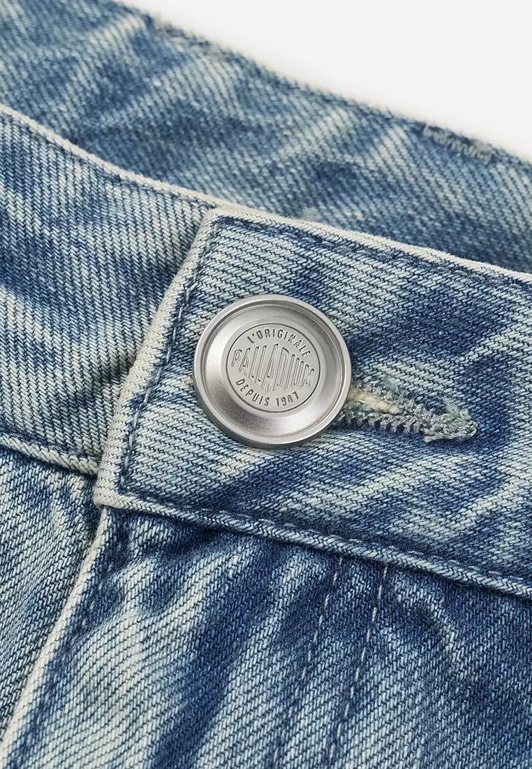 女裝刺繡鳶尾花 LOGO 牛仔短裙