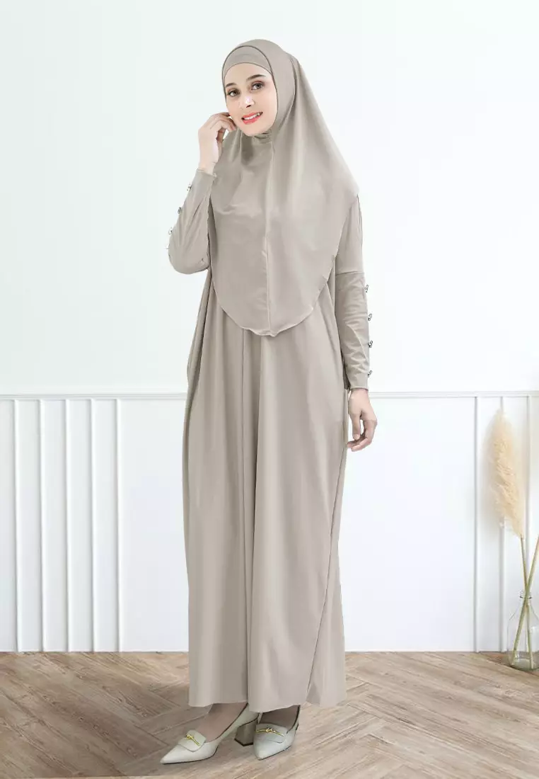 Ilma Abaya Set | Gamis Muslimah Long Dress - Beige Sand