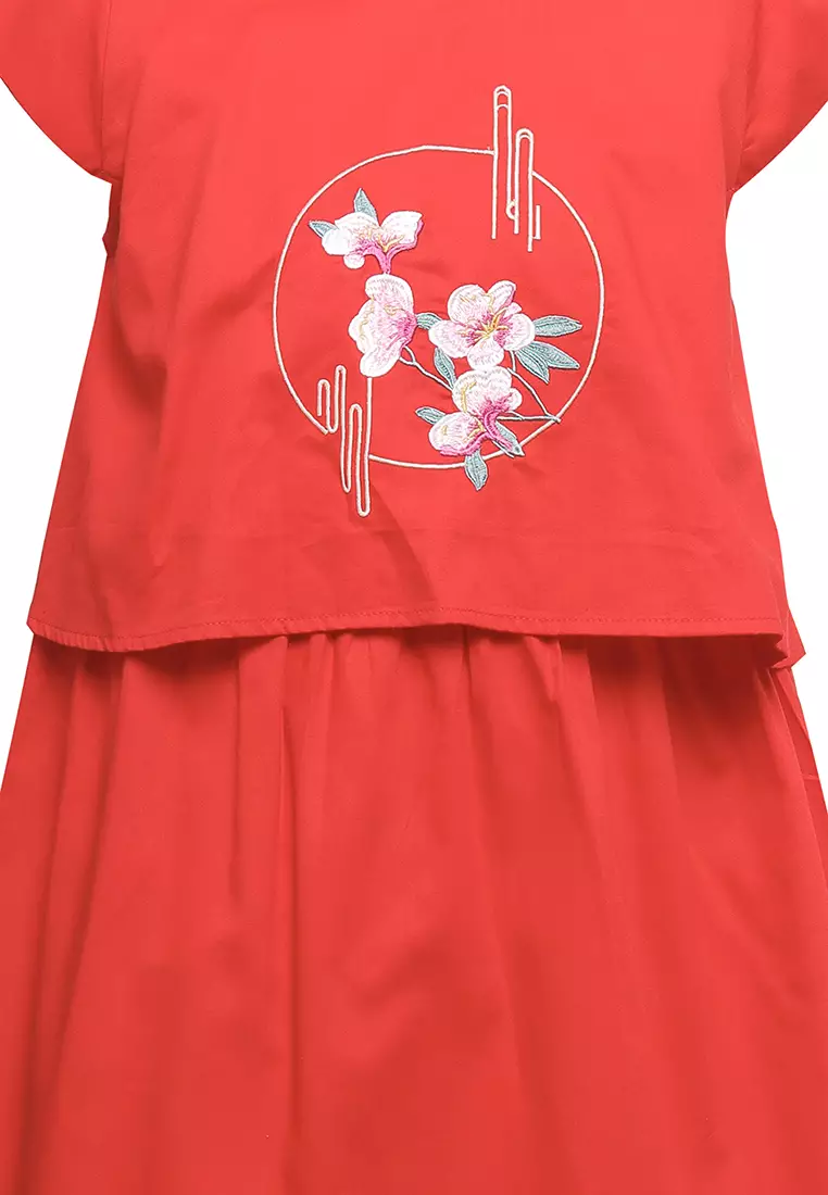 Pito Dito Girl Jilee Dress Pendek anak Merah