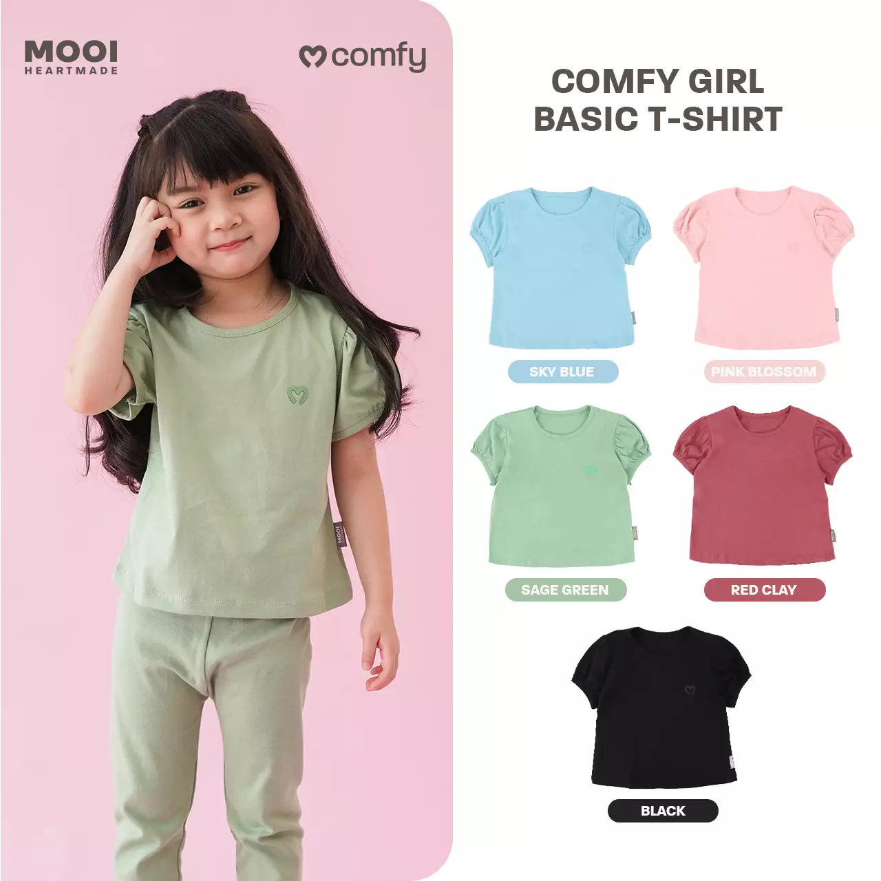 Mooi Kaos Anak Perempuan Comfy Girls Basic T-shirt - Sky Blue