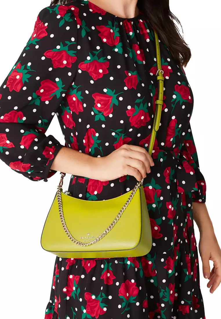 Madison Saffiano Leather Convertible Crossbody Bag in Lime Slice KC439