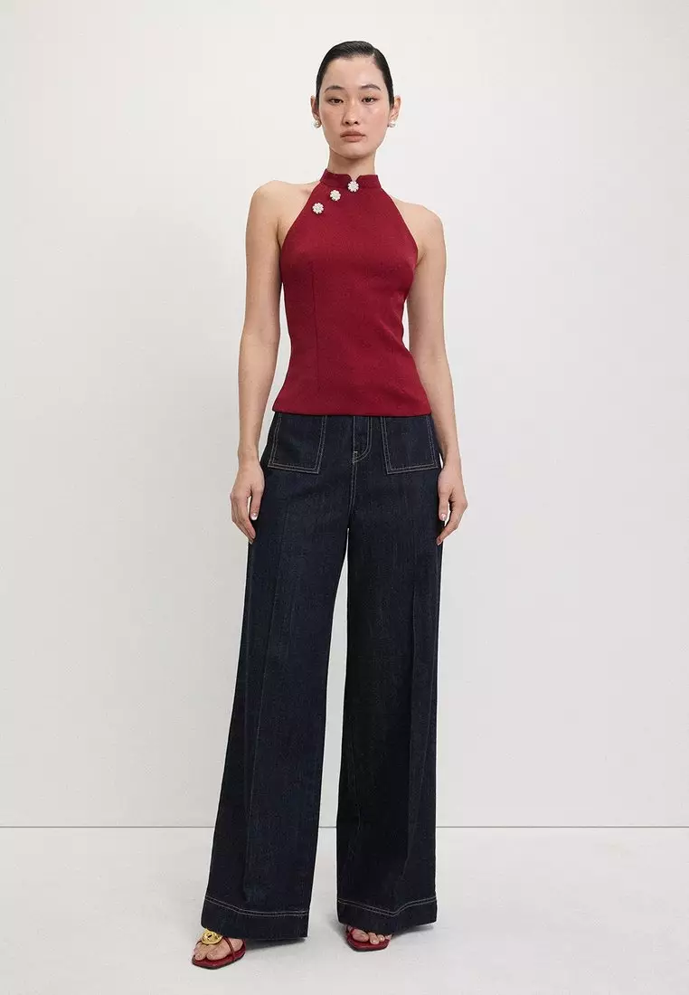 Asymmetrical Halter Top - Red