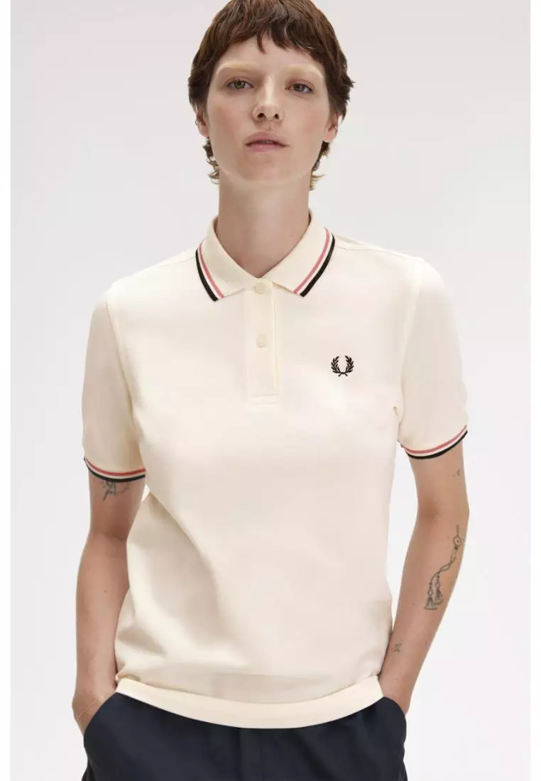 Fred Perry G3600 Twin Tipped Fred Perry Shirt (Light Ecru / Putty Pink / Black)