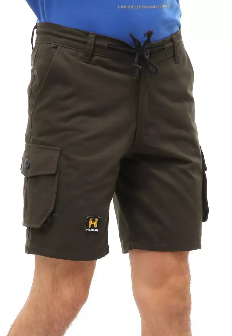 Rishham Short Pants Celana Cargo Pendek Kasual Pria Material Cotton Twill ORIGINAL - Army