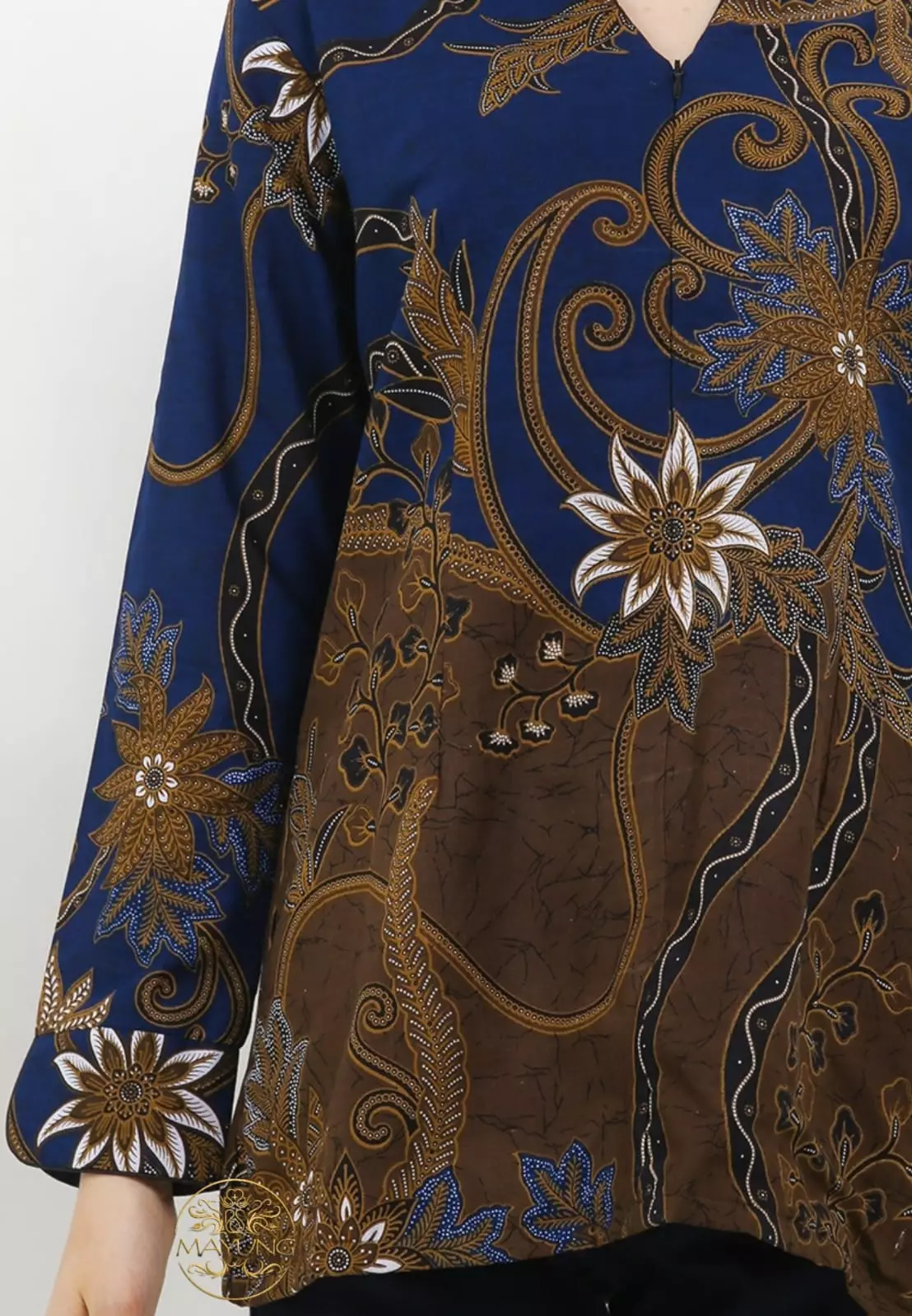 Blouse Batik Widaninggara Navy Premium Slimfit Elegant