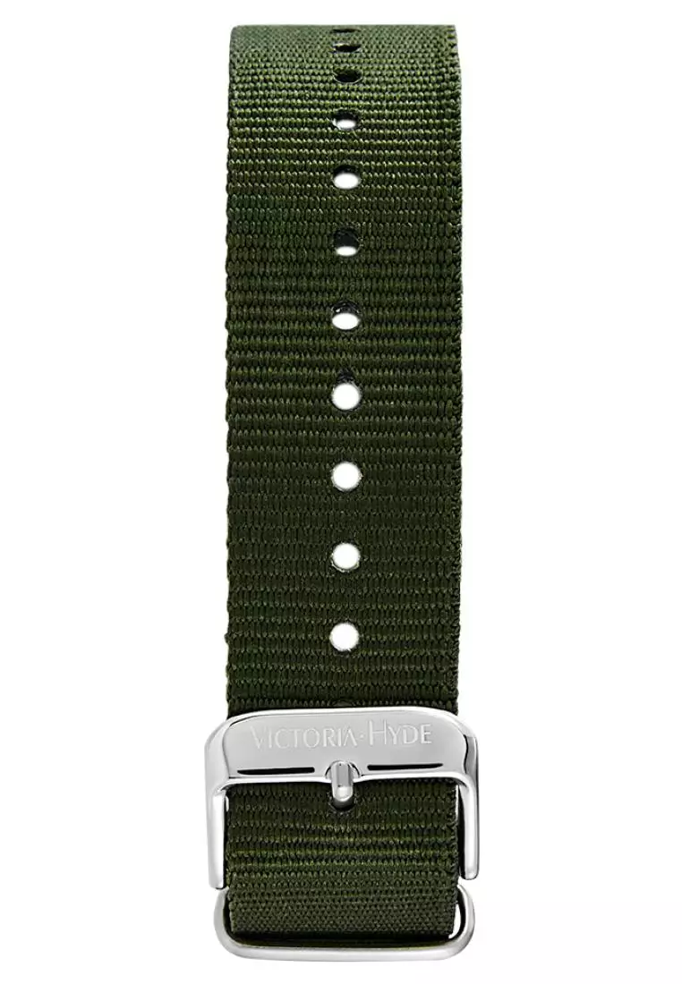 Men's Casual Watch φ39mm Round Dial Nylon Strap Bauhaus Style Calendar Function Waterproof Watch Orton-Dark Green