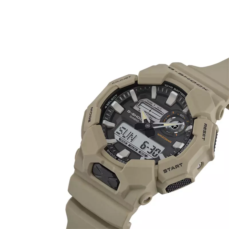 Jam Tangan Pria Casio G-Shock GA-010-5ADR New Rugged Basic Analog Digital Black Dial Beige Resin Band