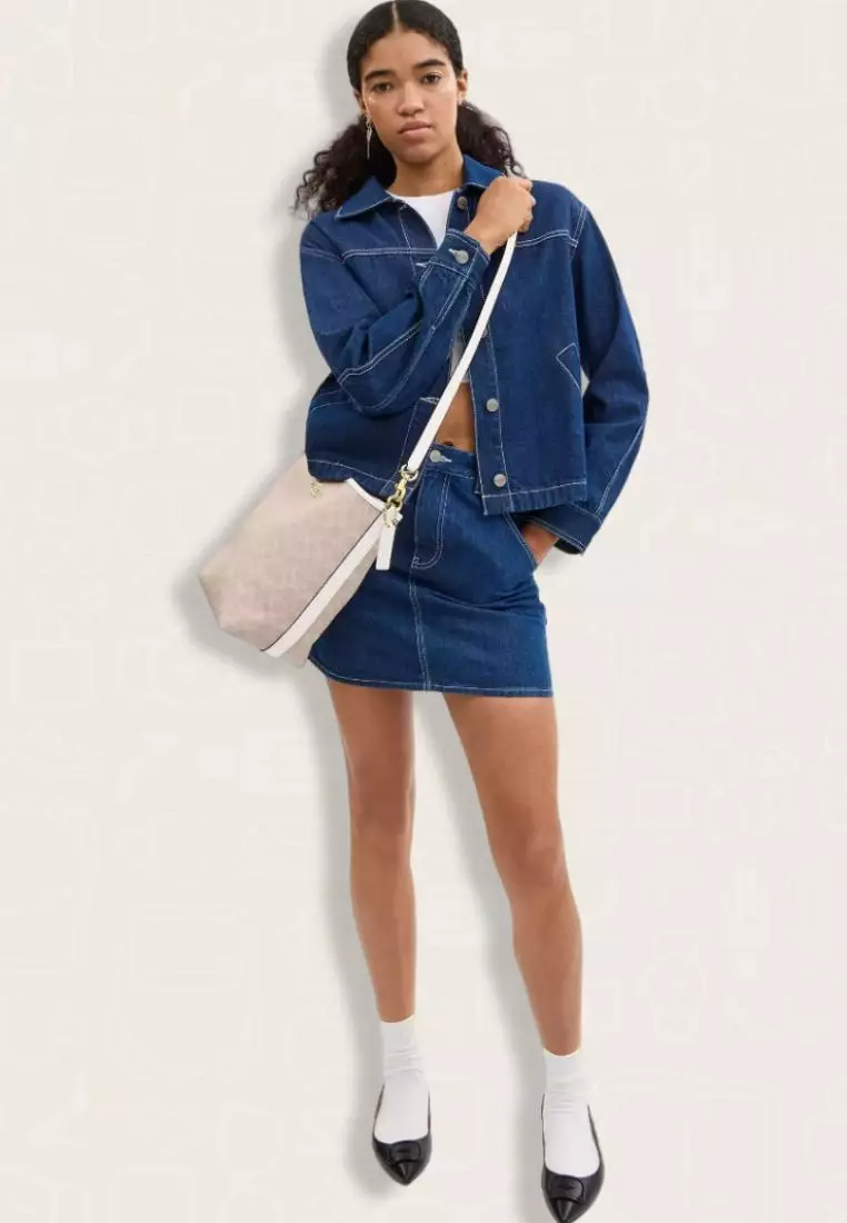 Coach City Large Bucket Bag In Signature Canvas Sand Chalk