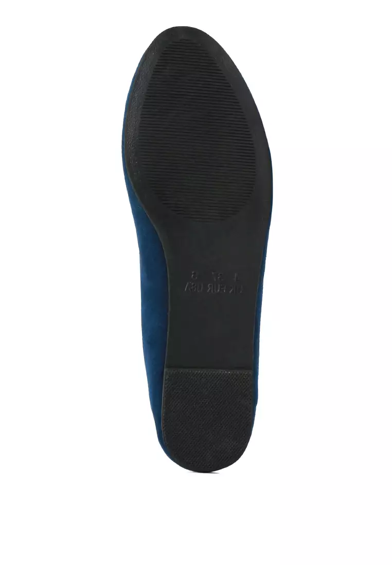 Navy Microfiber Casual Ballerinas