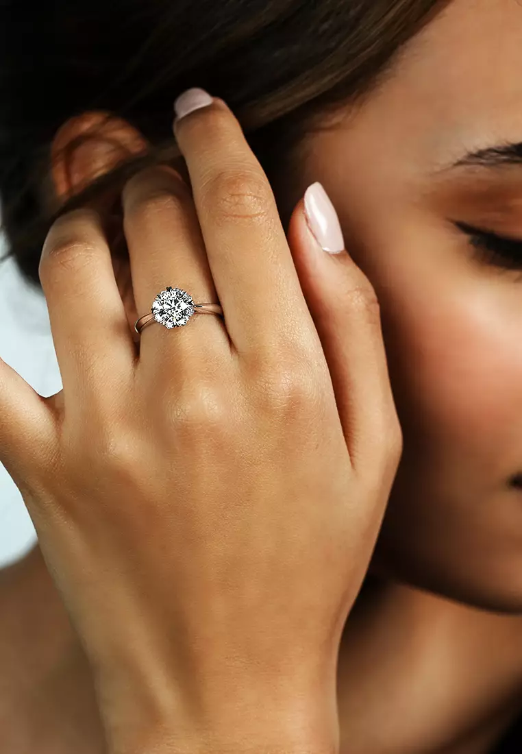 1.03ct Round Certified Lab Grown Diamond Petal Halo Engagement Ring with Pavé Band in 18K White Gold