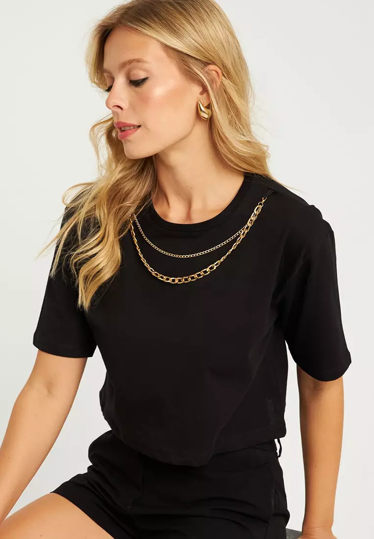 Chain Boxy Crop T-Shirt