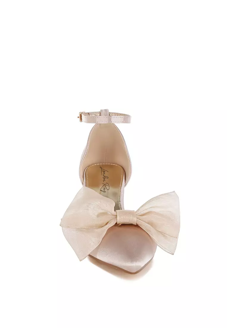 Sandal Satin Detail Pita Warna Beige