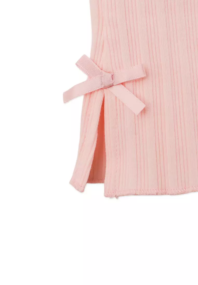 Baby Marta Ribbed Bootcut Leggings with All-Over Print and Side Slit Bows