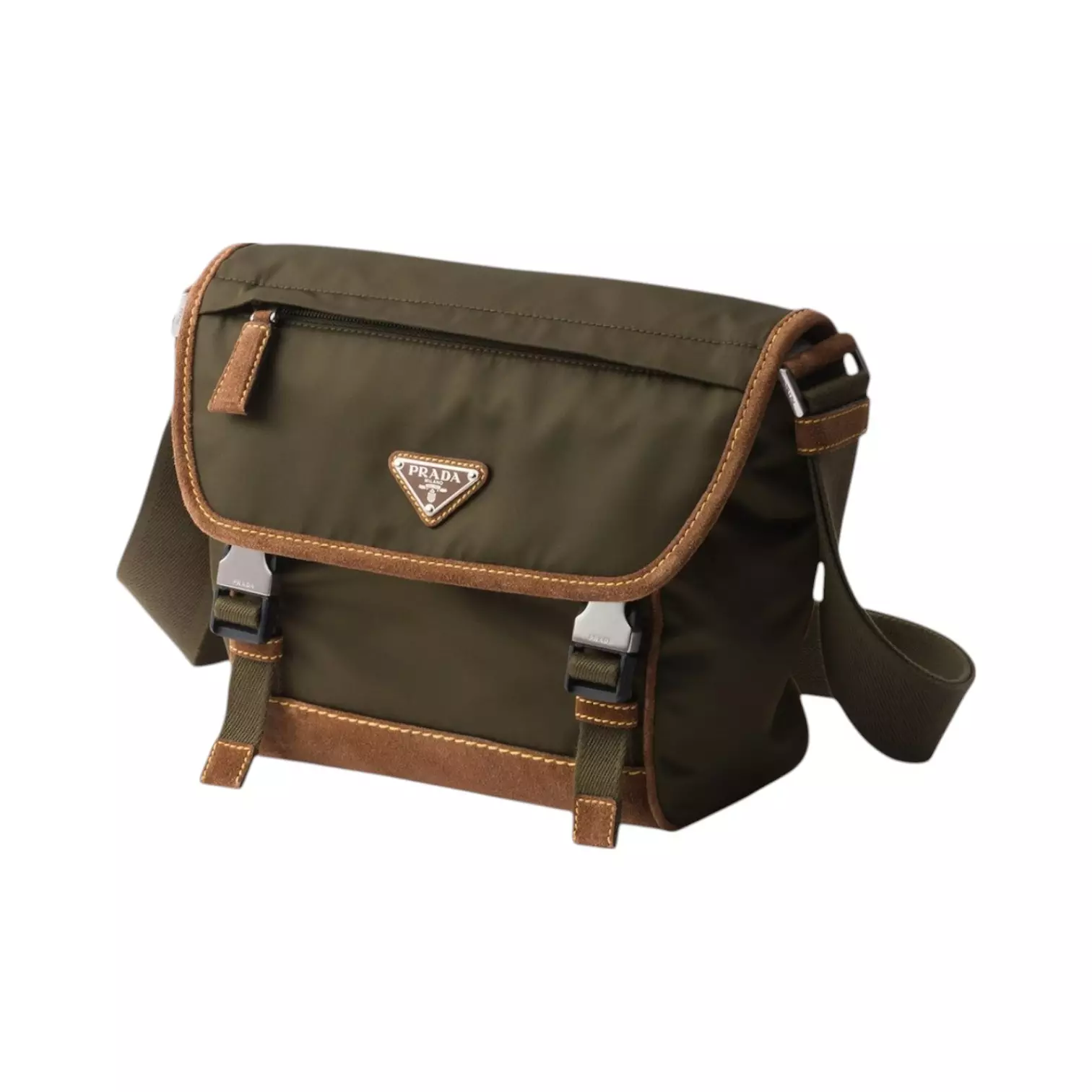 Triangle Logo Re-Nylon Shoulder Bag Musk Green/Cocoa