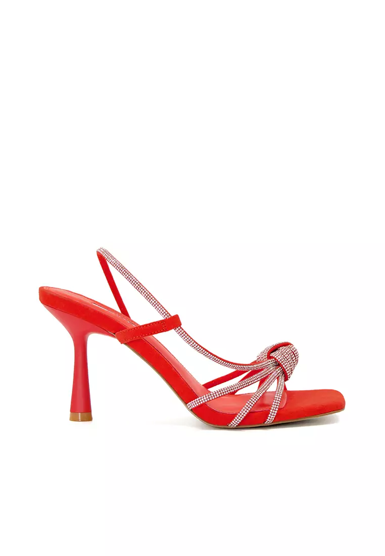 Discount on Dune London  shoes - SKU: Meta Diamante-Strap Heeled Sandals Orange